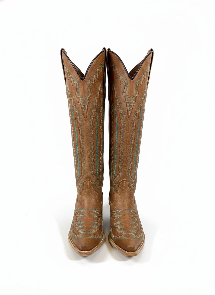 Bota cano longo de couro preto da Wanessa Lopez Concept, com salto baixo e acabamento elegante.
