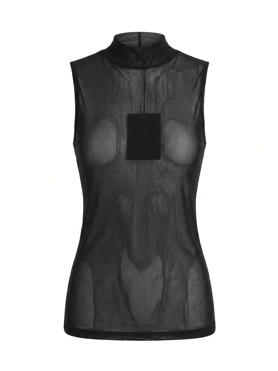 Blusa de Tule Gola Alta