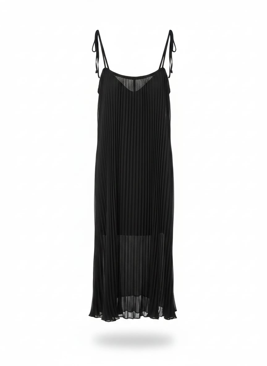 Vestido Midi Assimetrico Plissado