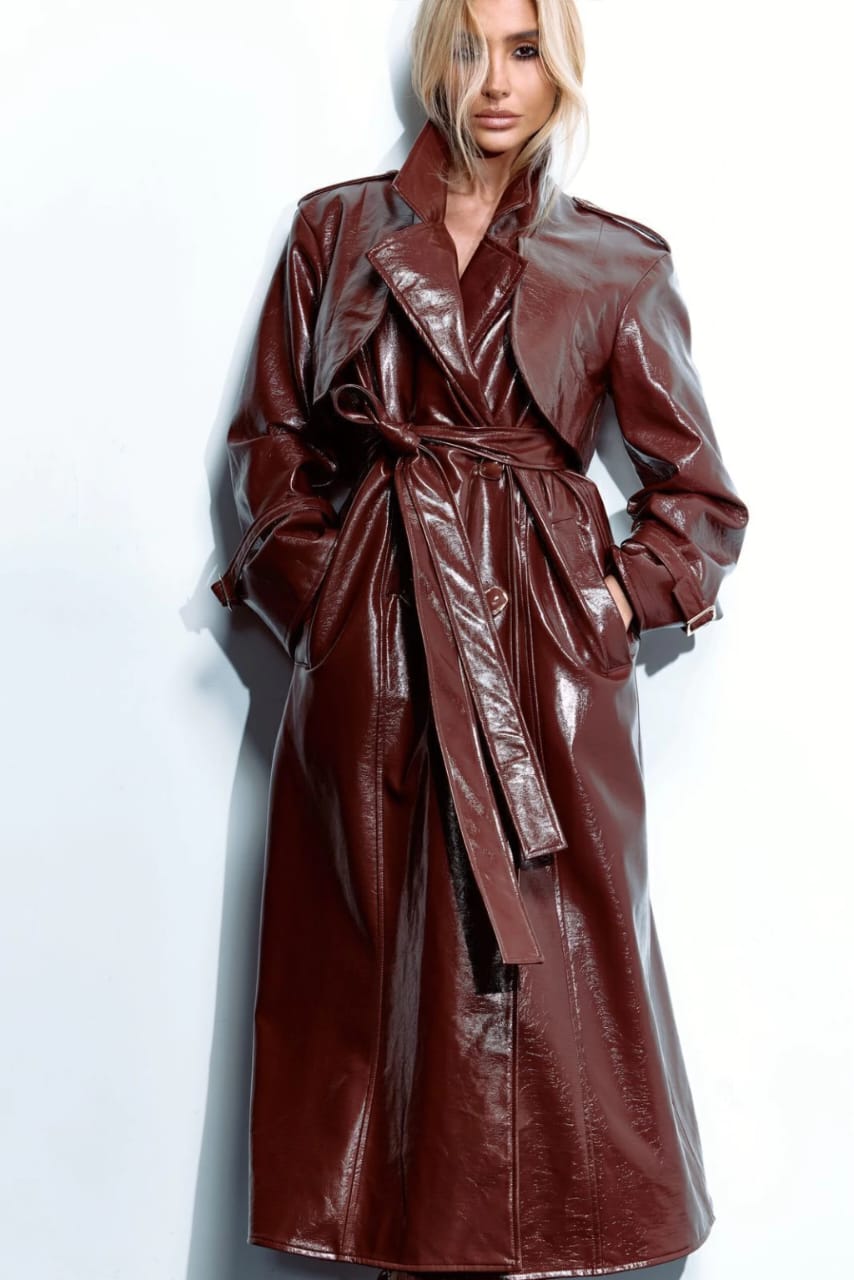 Trench Coat Couro Eco Male