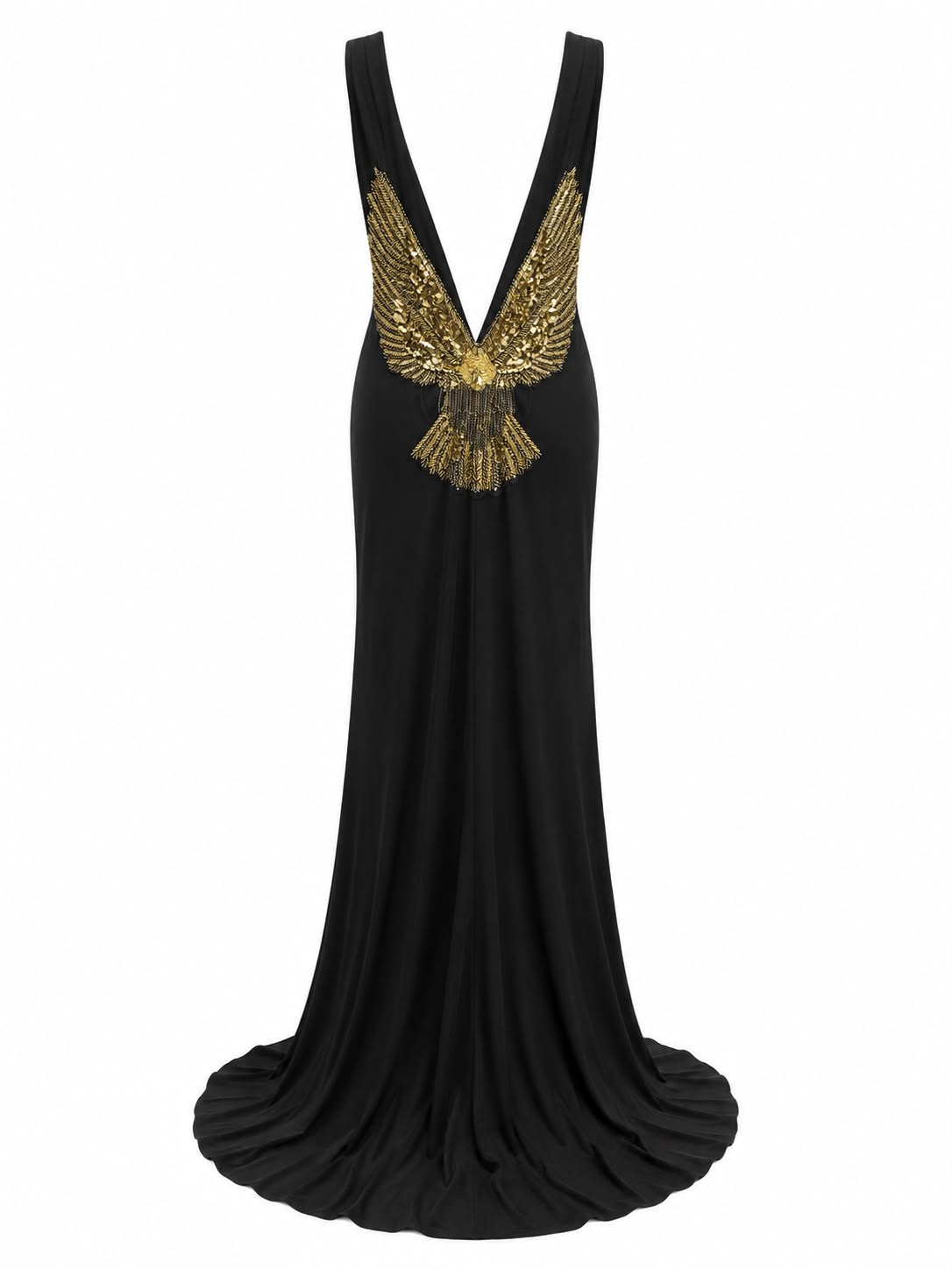 Vestido Longo Bordado Águia nas Costas
