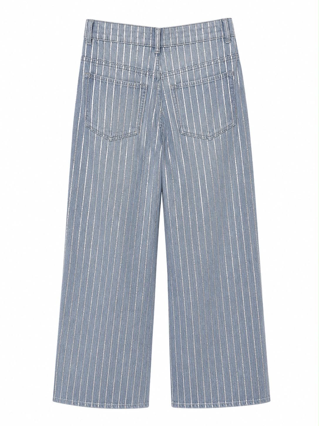 Calça Jeans Listras Grossas Metalizadas