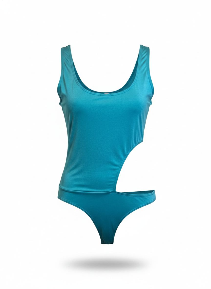 Body recort lateral sem manga da Wanessa Lopez Concept, roupa de corpo feminino com recorte lateral, sem mangas e ajustada ao corpo.