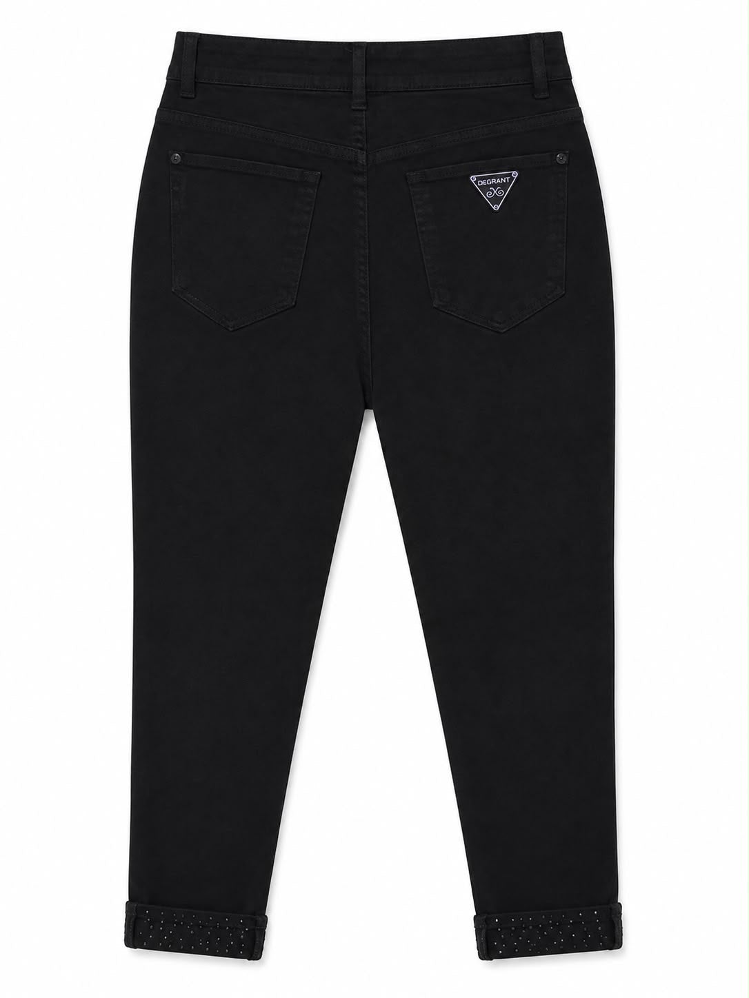 Calça Cos Alto e Barra Termocolante Cristais