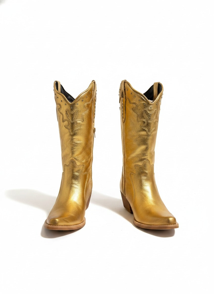 Bota Dourada Couro