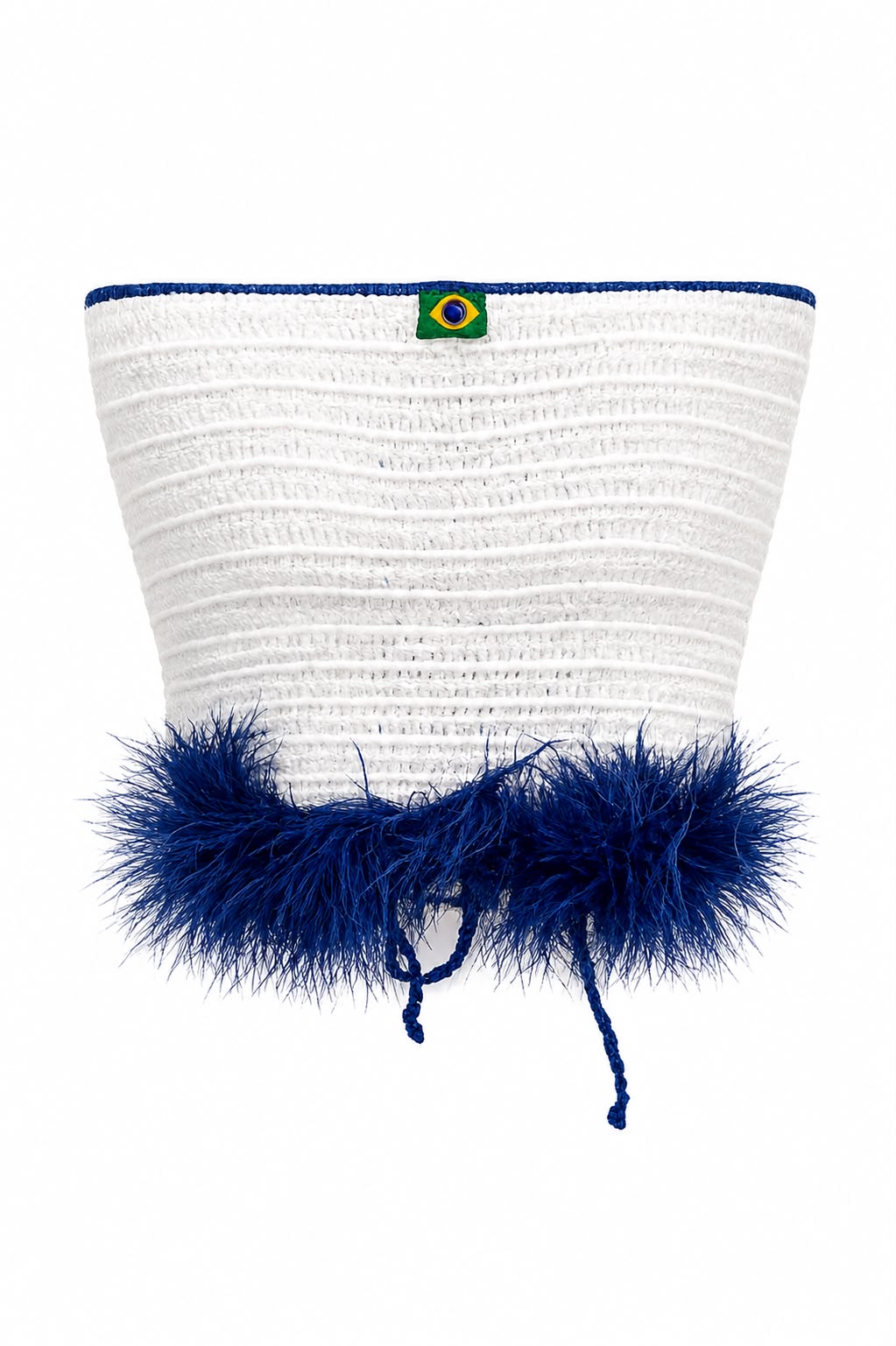 Cropped De Crochê C/ Pluma