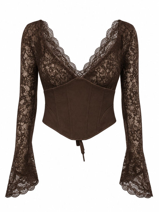 Blusa Corset Com Renda