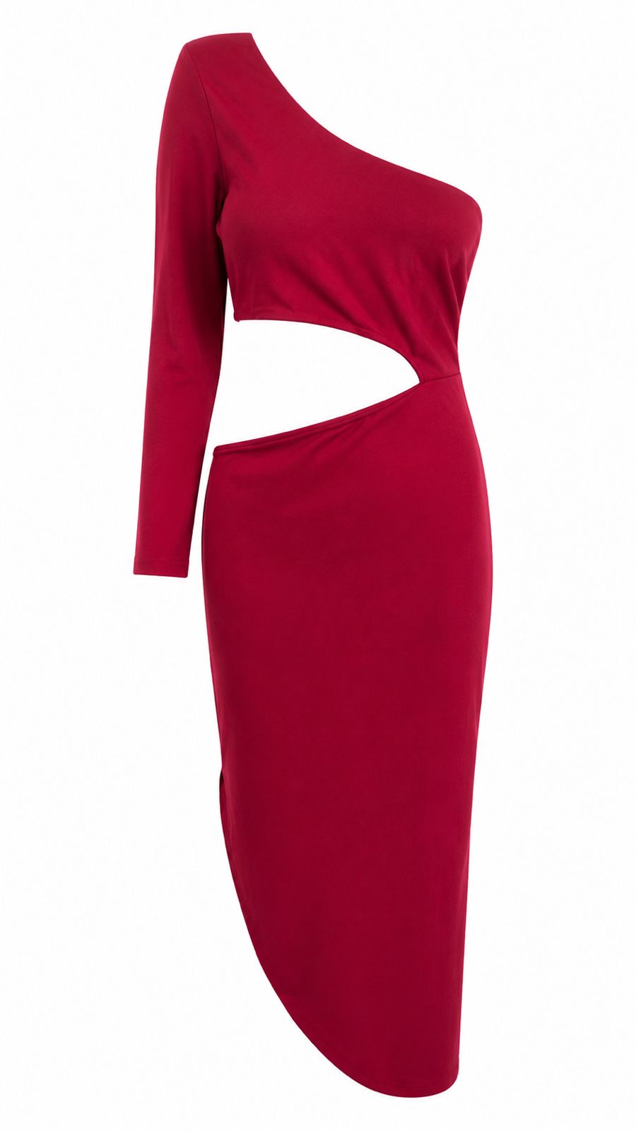 Vestido Um Ombro Manga Longa