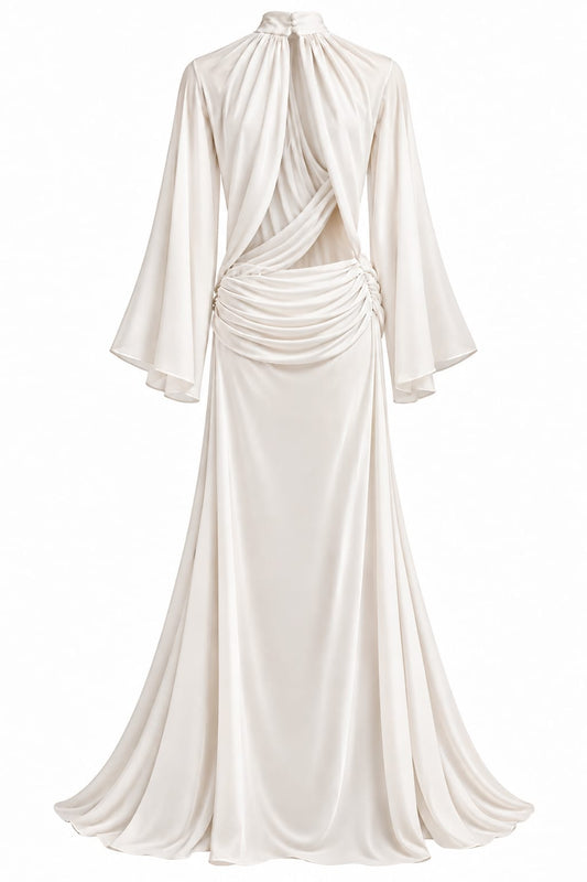 Vestido Eulália da FICA, com detalhes de tecido leve e estampa floral, exibido na imagem.