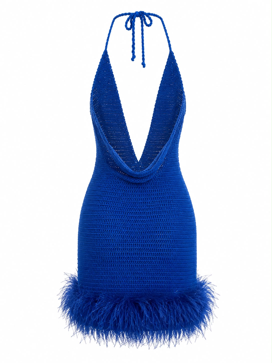 Vestido De Crochê Com Pluma
