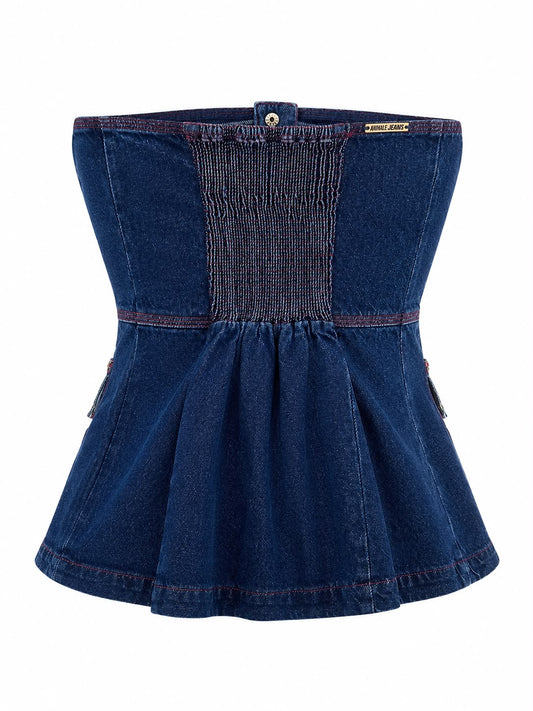 Top Jeans Pesponto Bardeaux