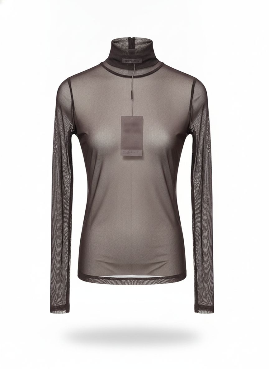 Blusa Manga Longa Gola Alta Tule