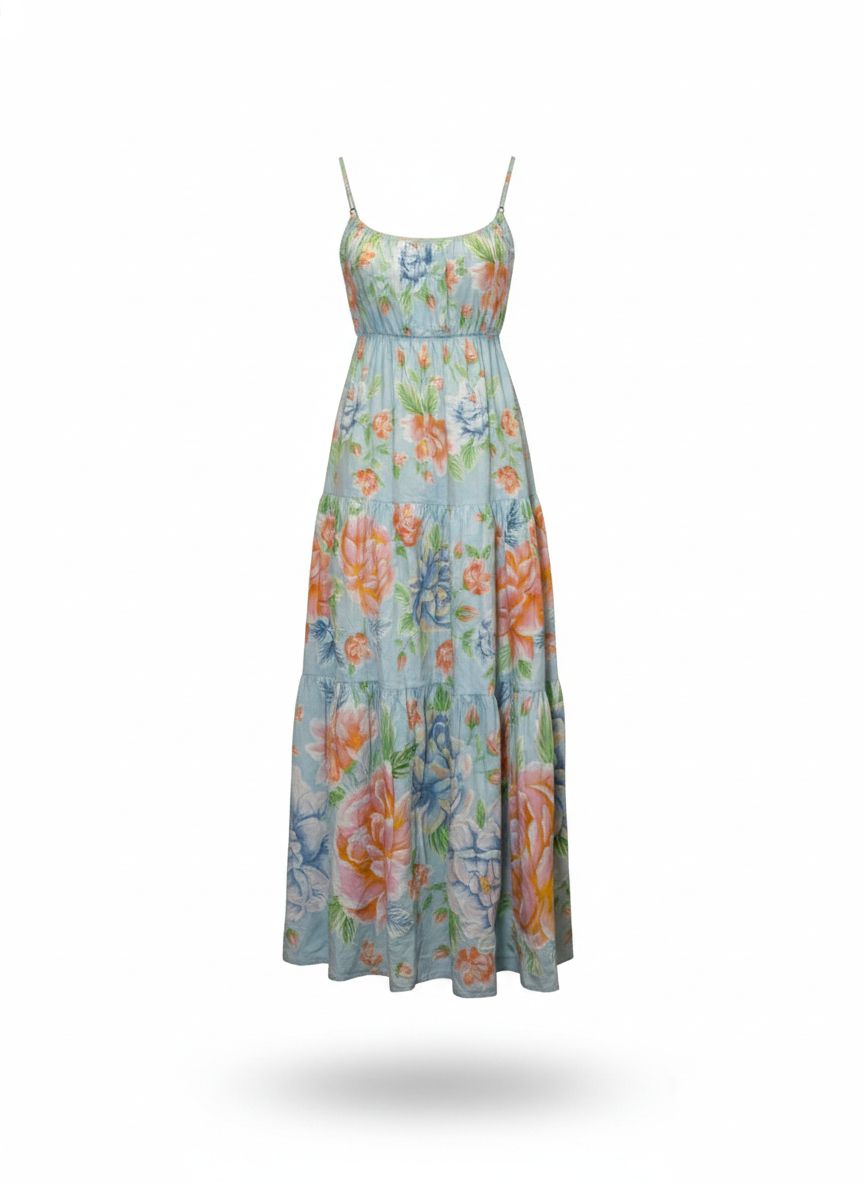 Vestido Bela Flor da Wanessa Lopez Concept, com estampa floral, tecido leve e design elegante em tom suave.