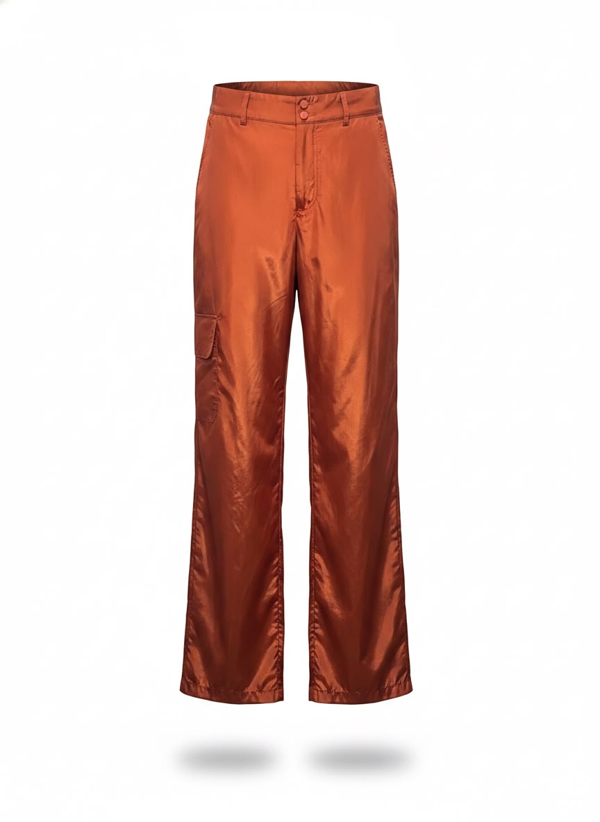Calça De Nylon Cargo Reta