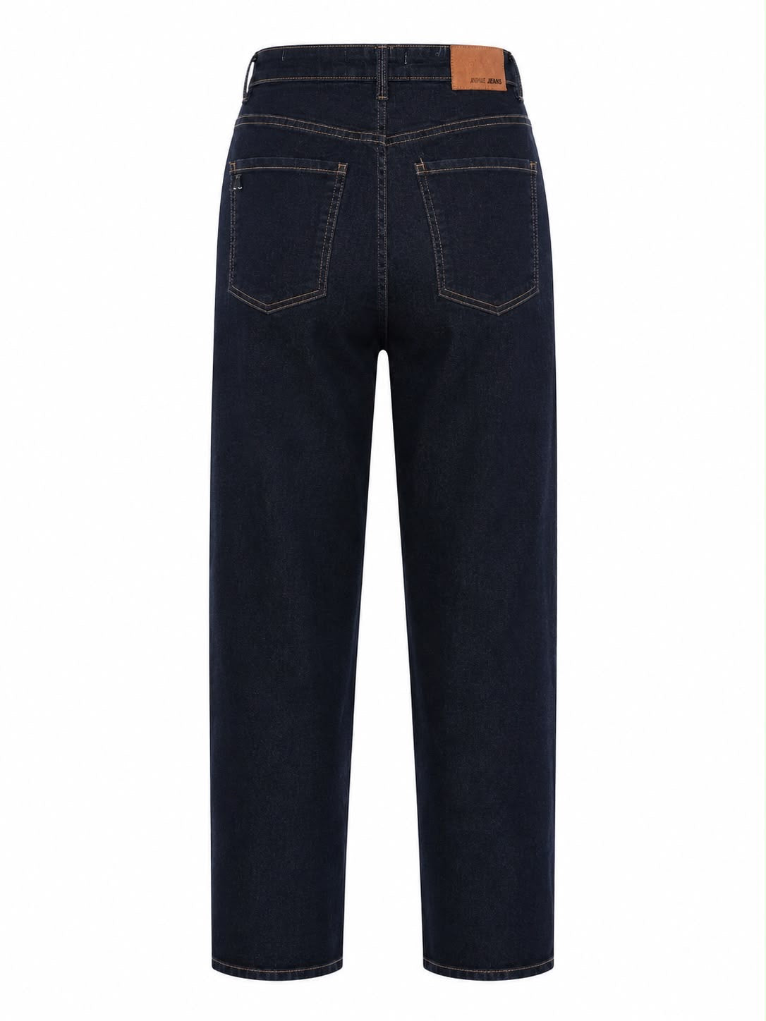 Calça Jeans Escura com Pesponto Bege