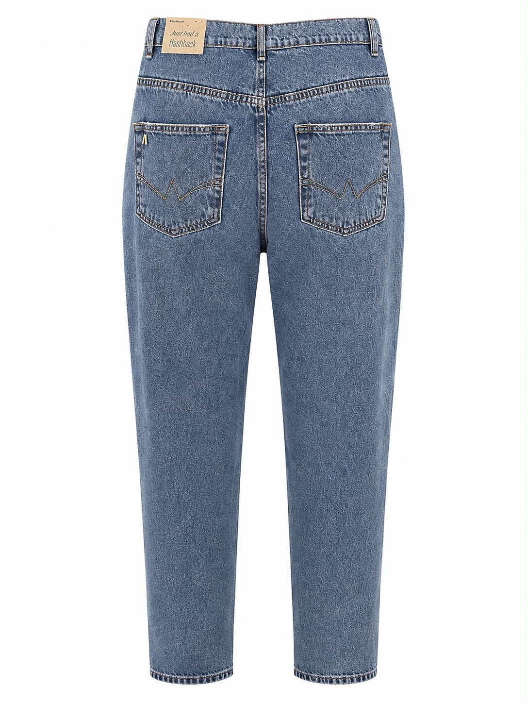 Calça Jeans Mescla com Botão Prata
