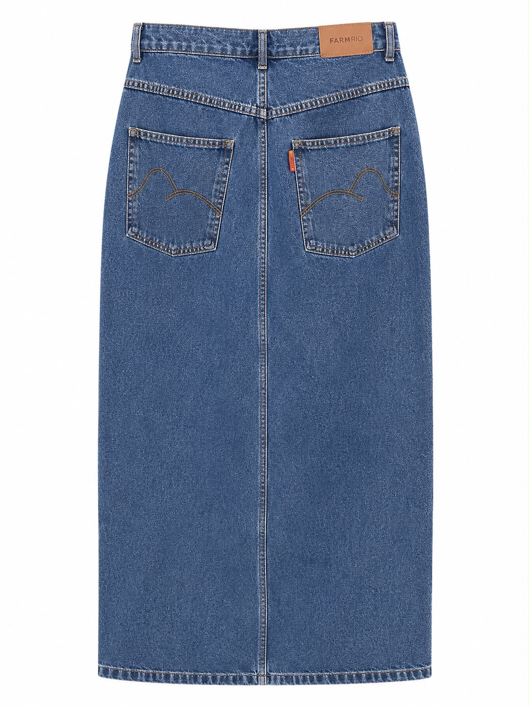 Saia Mídi Jeans com Fenda Lateral
