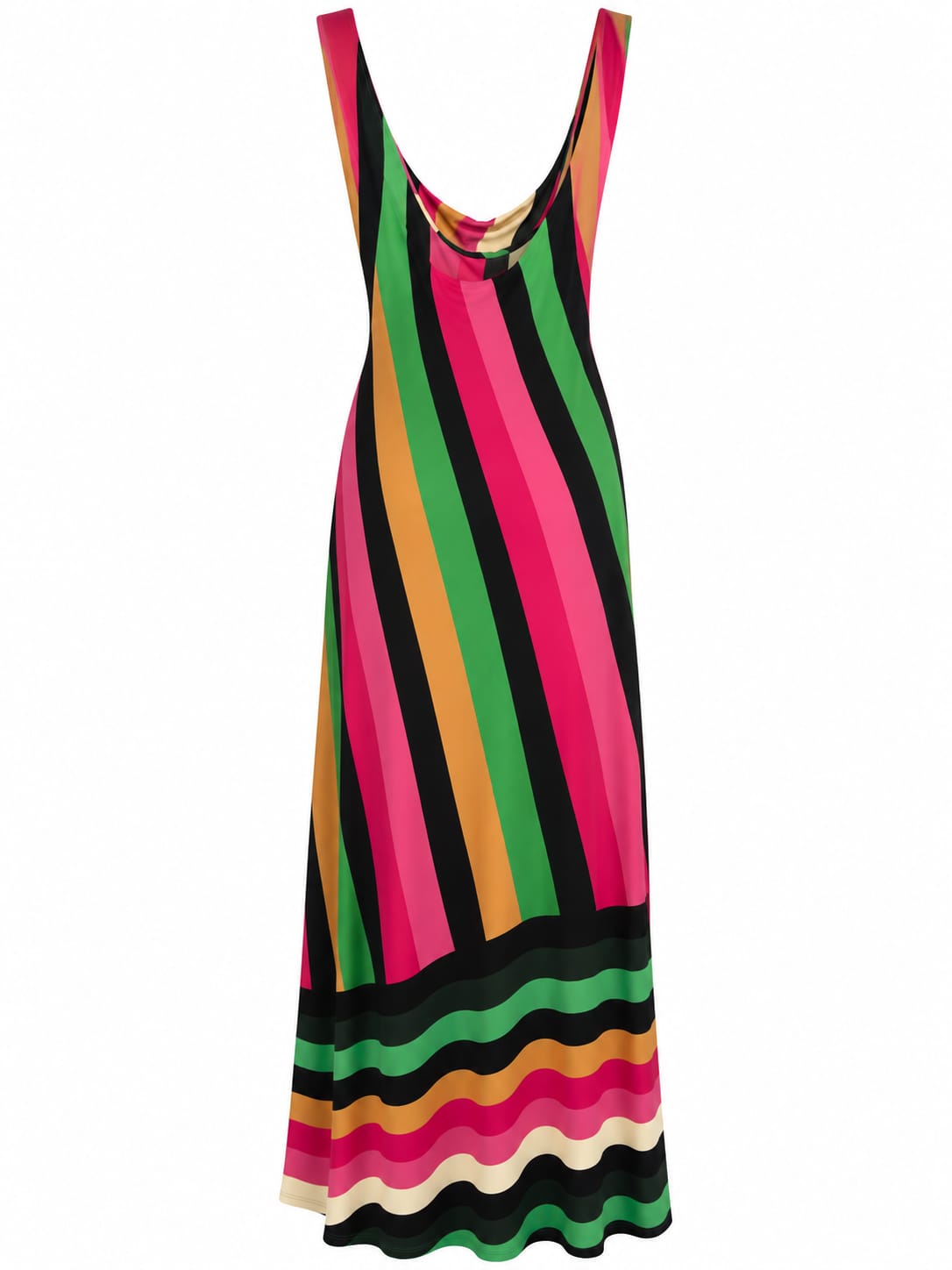 Vestido Longo Listrado Ondas