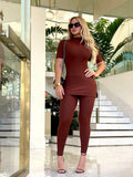 Conjunto Malha Zen Marrom