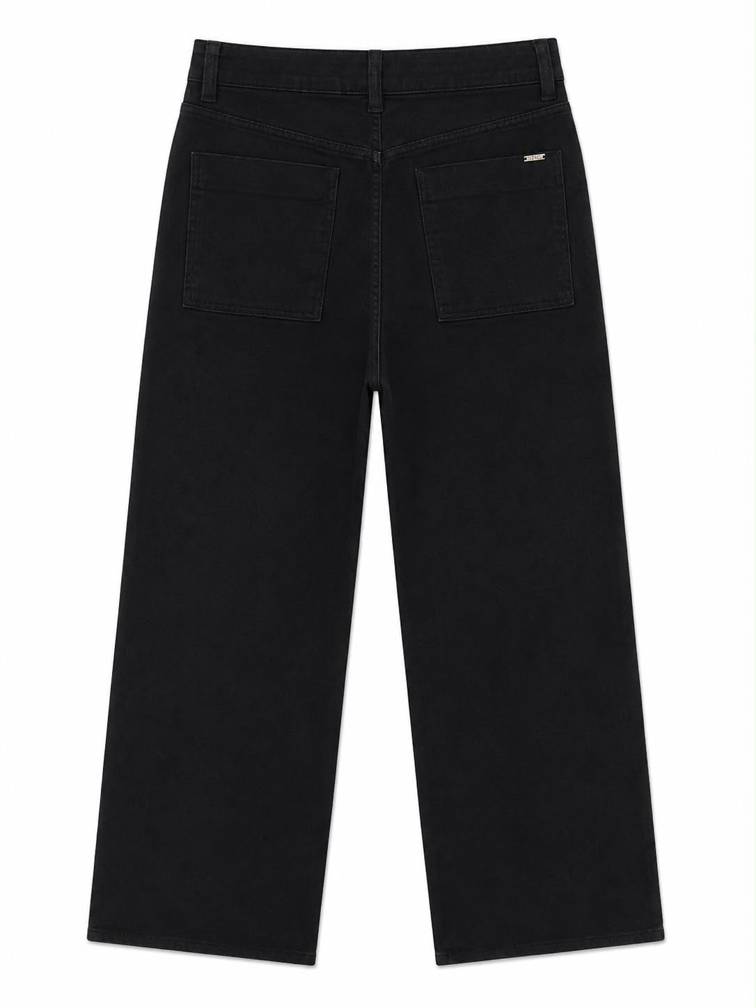 Calça Sarja Wide Leg Bordada em Cristais
