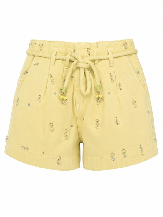 Short Sarja Clochard com Bordado em Cristais