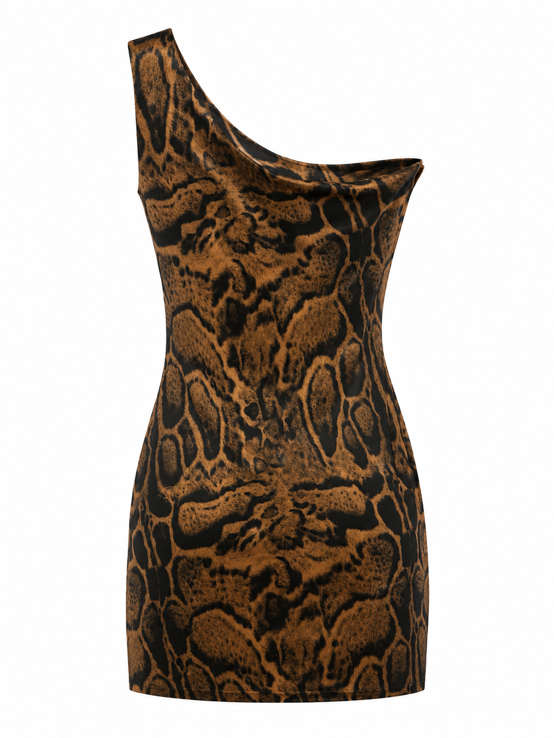 Vestido Curto Ombro Único com Corrente