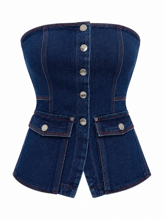 Top Jeans Pesponto Bardeaux