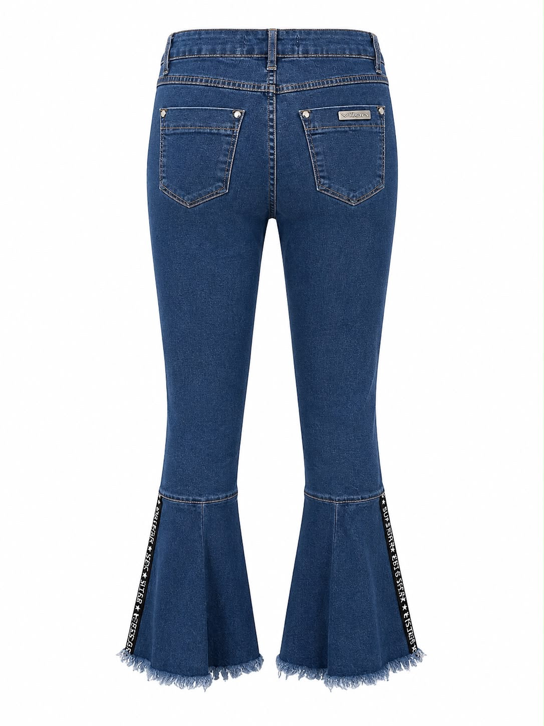 Calça Jeans Boca de Sino com Recortes
