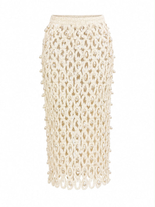 Saia Santorine Crochet com Pedraria