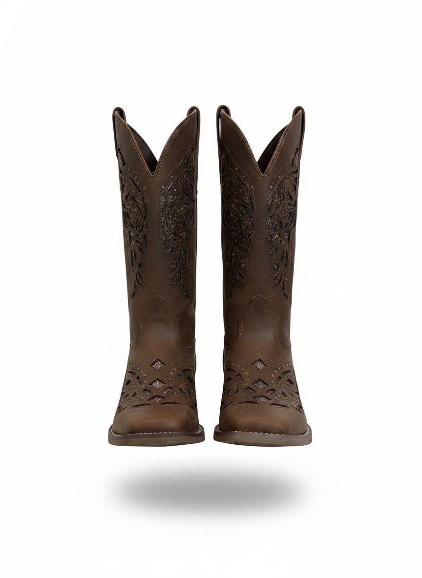 Bota Lase Ihós de couro da Wanessa Lopez Concept, com detalhes elegantes e sola robusta, ideal para looks sofisticados.
