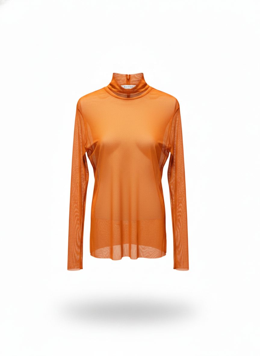 Blusa Manga Longa Gola Alta Tule