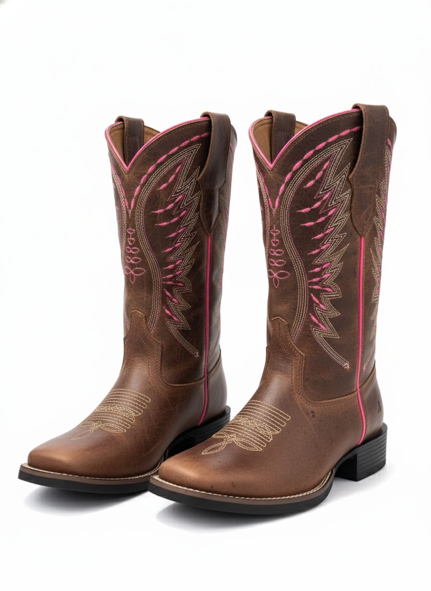 Bota Quadrada Couro