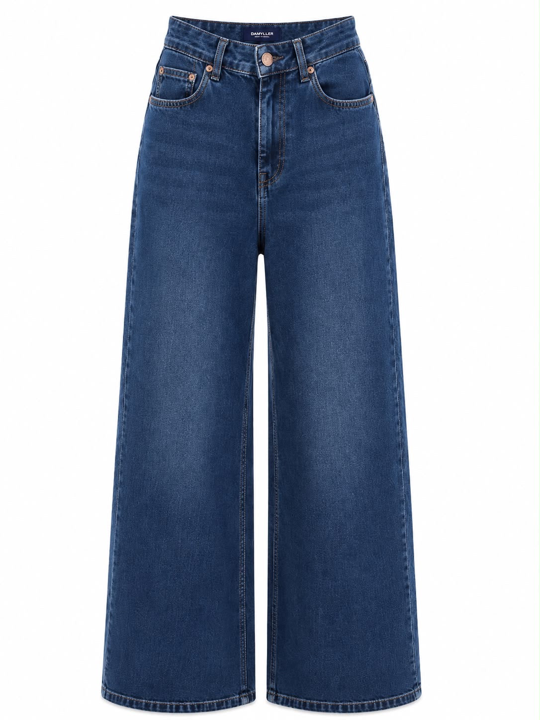 Calça Wid Leg Jeans Básica Pespontada