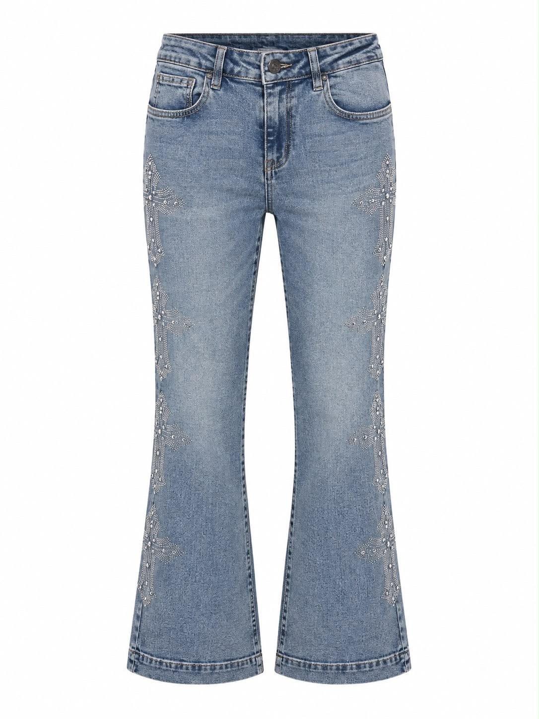 Calça Jeans Self com Strass Estampa