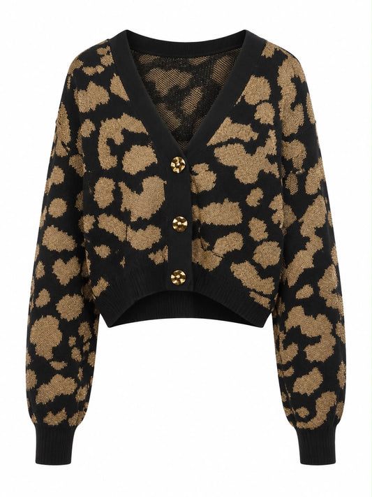 Cardigan Curto Tricot Onça