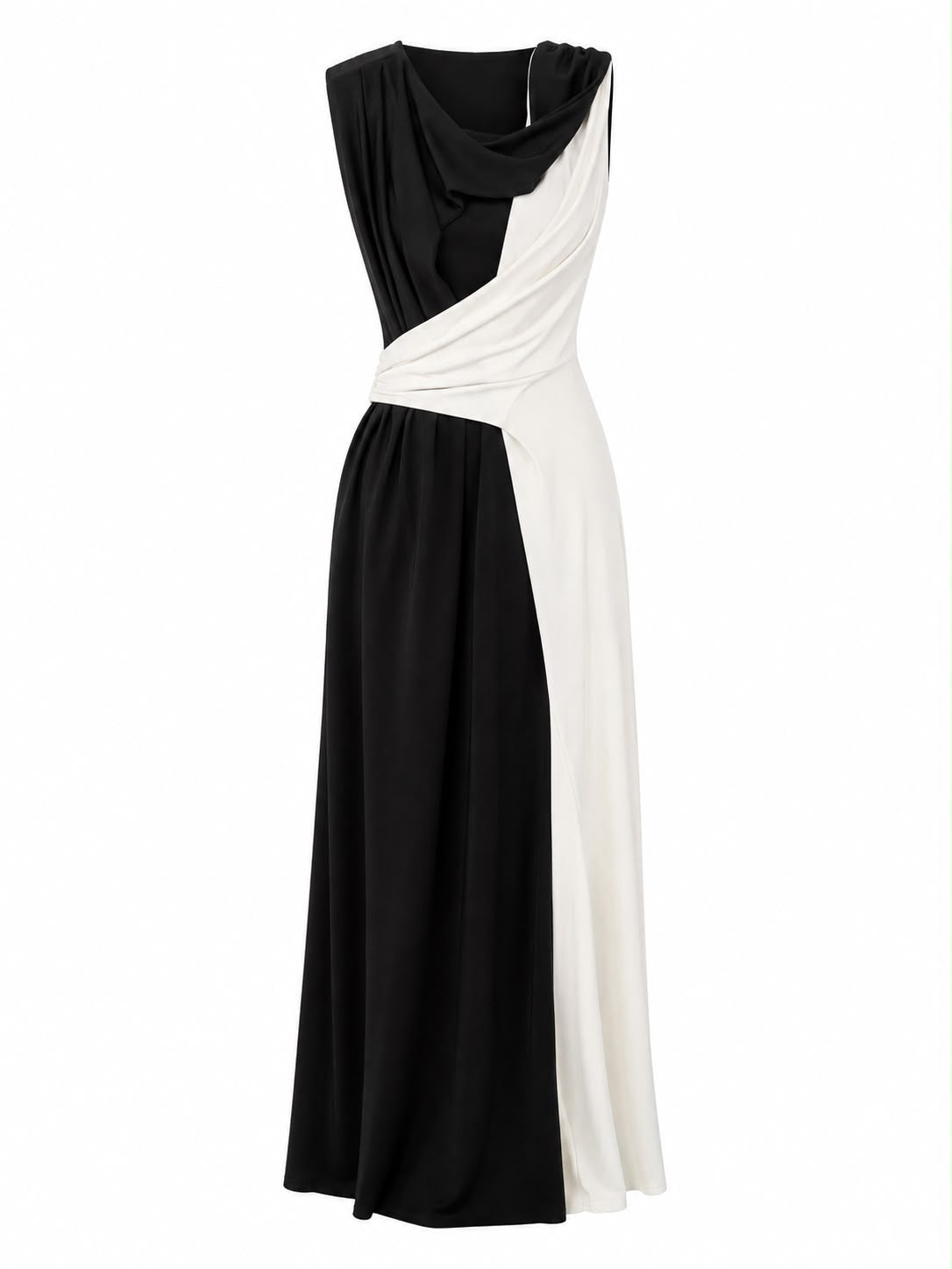 Vestido Bicolor P&B Assimetrico