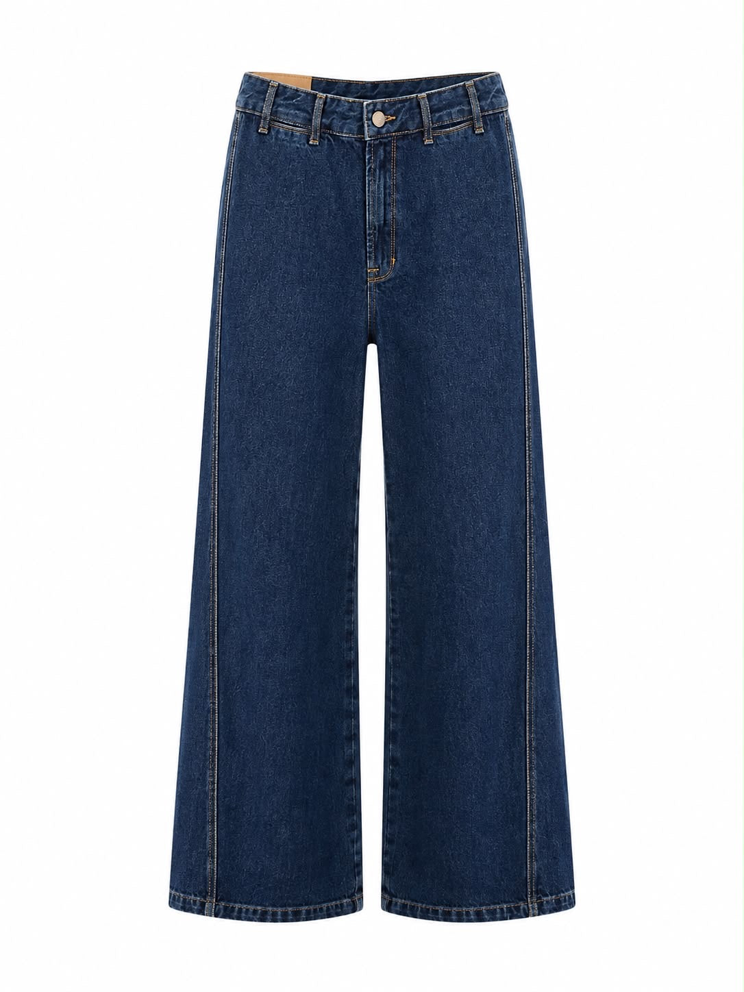 Calça Jeans Costura Deslocada Pespontada