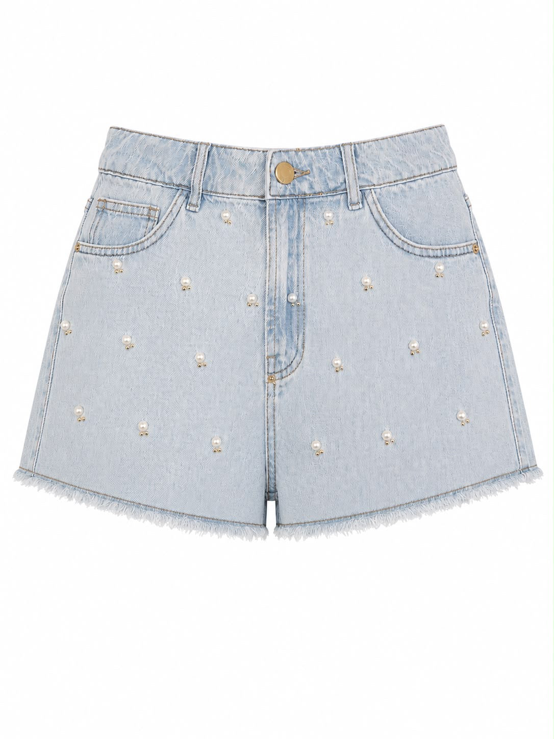 Short Jeans com Bordado em Perola