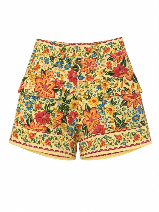 Short Jeans Delicadeza em Flor Estampado