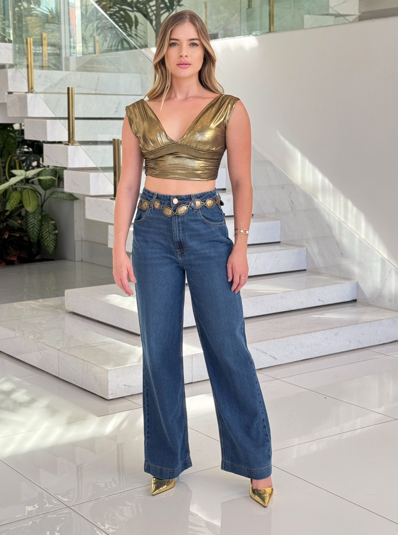 Cropped Dourado Regata