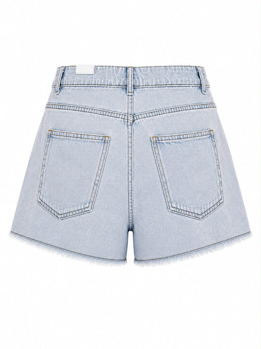 Short Jeans com Bordado em Perola