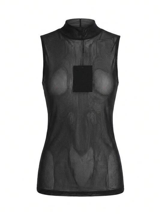 Blusa de Tule Gola Alta