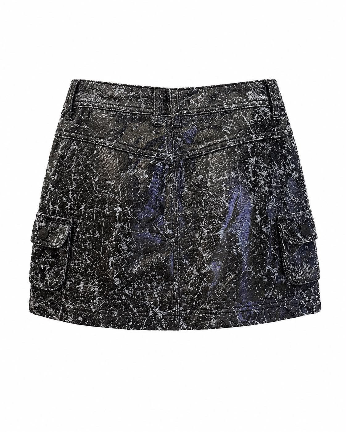 Saia Jeans Box Resina Croco