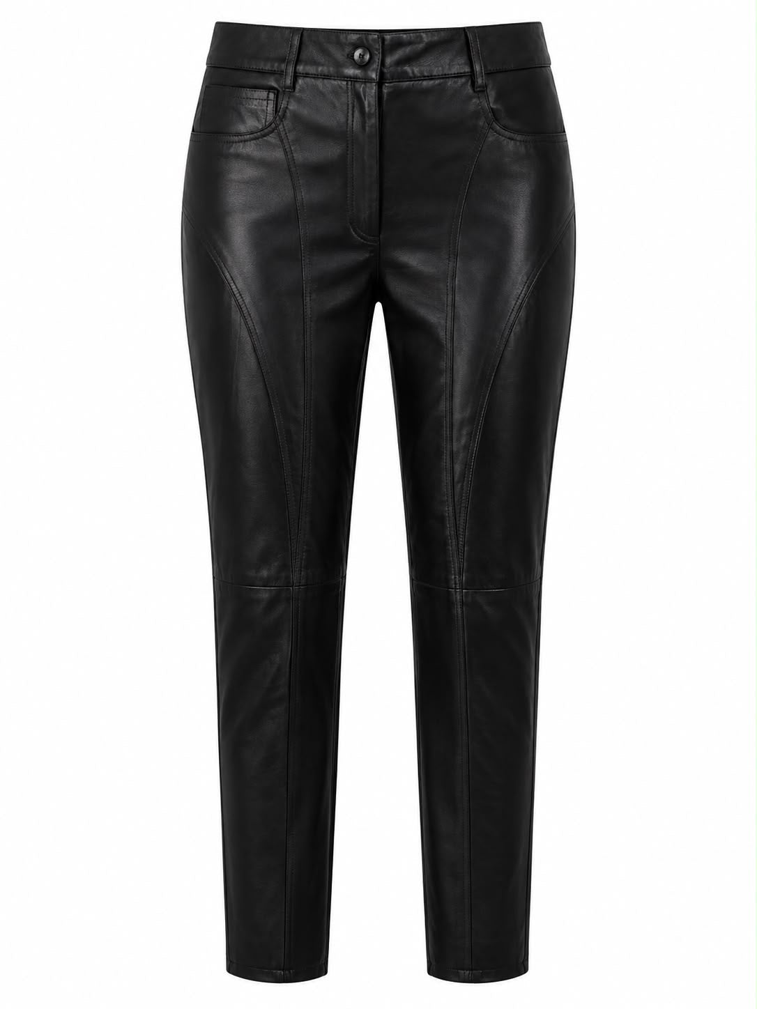 Calça Legging com Couro Recortes