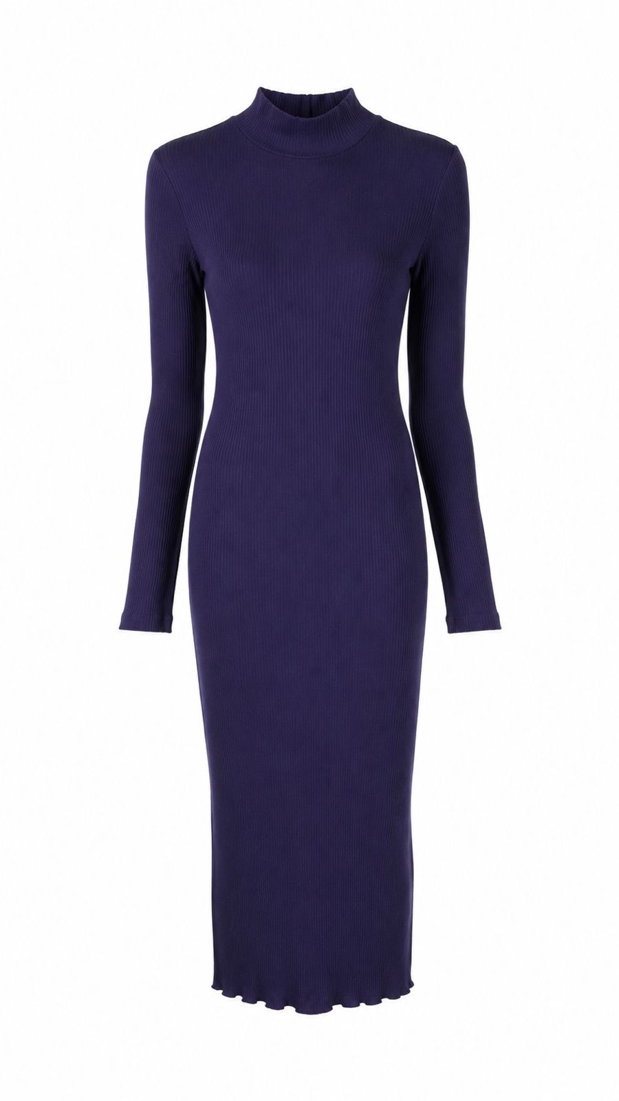 Vestido Malha Canelado Com Manga