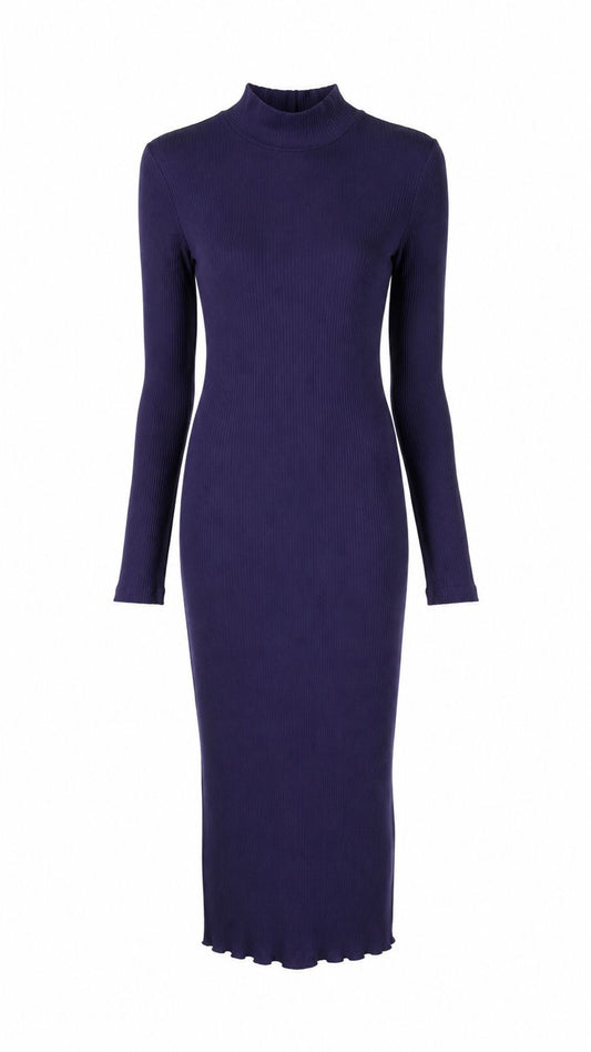 Vestido Malha Canelado Com Manga