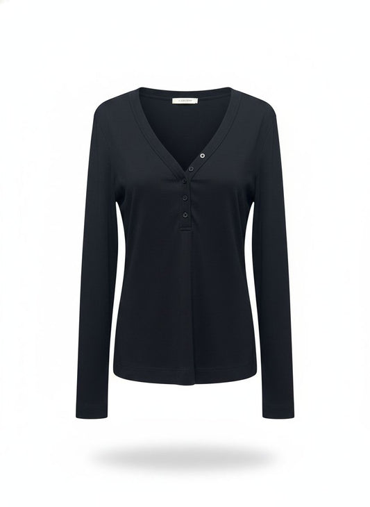 Blusa Manga Longa Botões Na Frente
