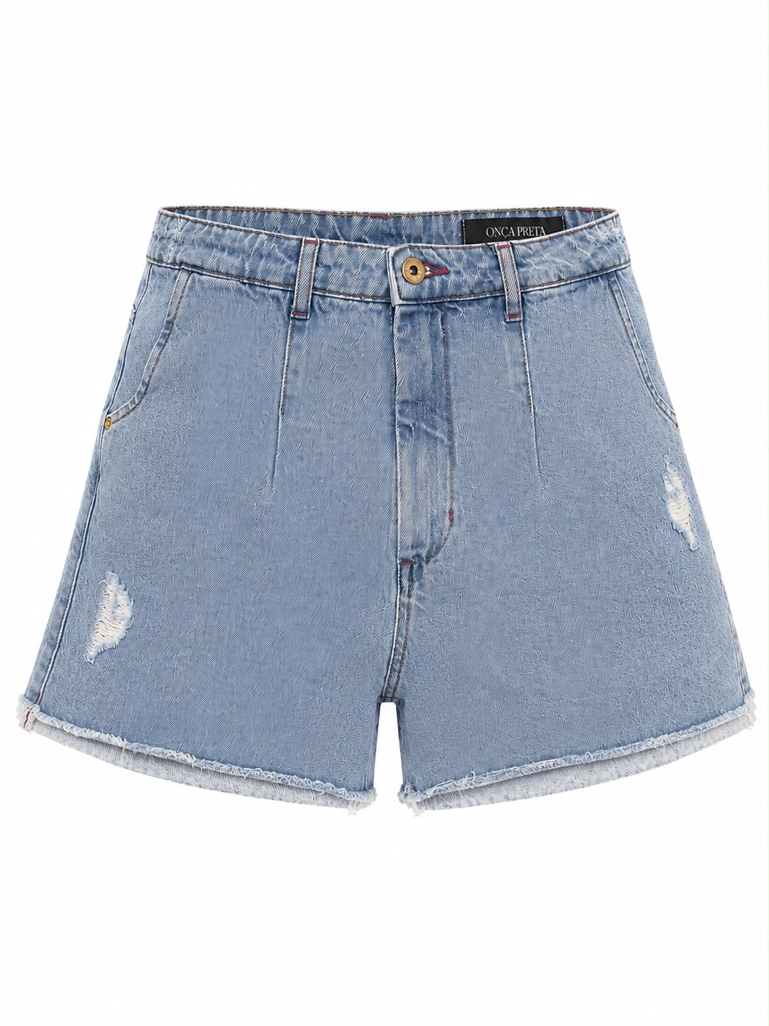 Bermuda Jeans Detalhe em Vermellho
