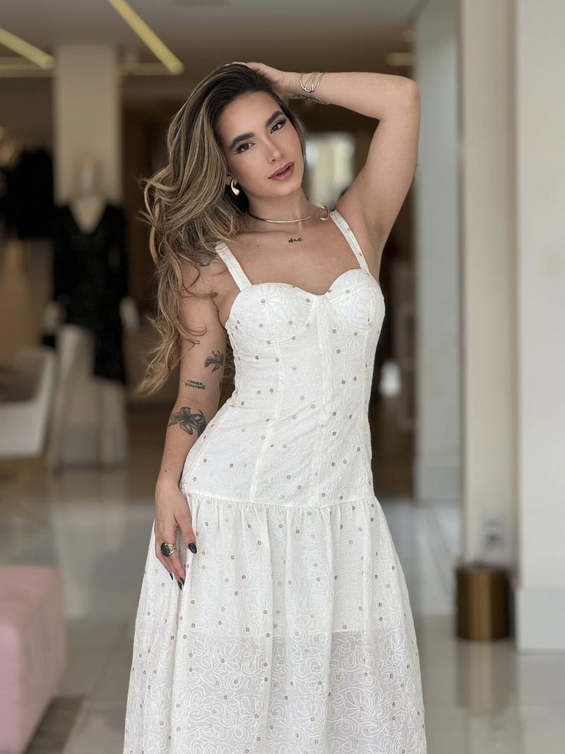 Vestido Longo Laise Bordada