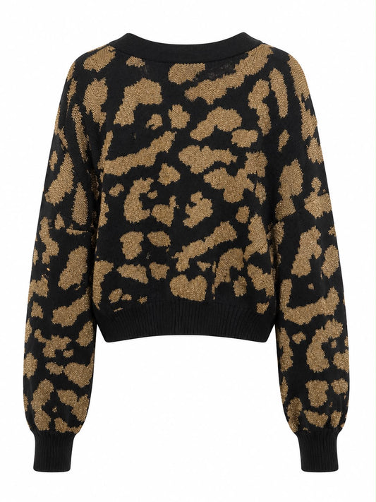 Cardigan Curto Tricot Onça
